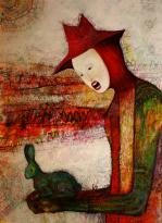 Julio Cortazar - drawing enhanced, 40x60cm, mixt on paper, 2011